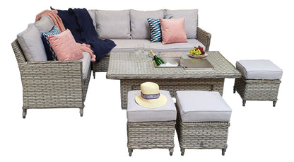 Rattan Corner Dining sofa with Lift Table and Ice Bucket | Edwina | Edwi0317