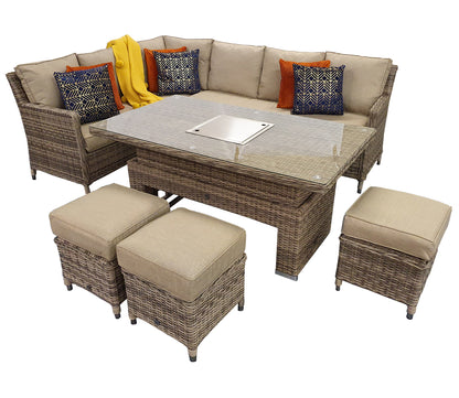 Signature Weave  - Edwina Rattan Corner Dining Set with Lift Table and Ice Bucket | Edwi0318