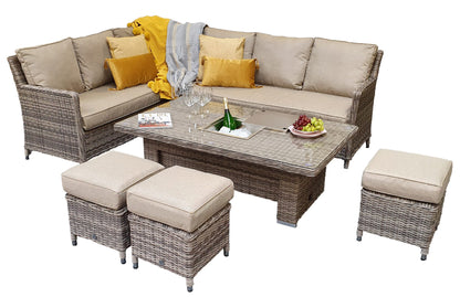 Signature Weave  - Edwina Rattan Corner Dining Set with Lift Table and Ice Bucket | Edwi0318