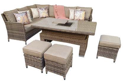 Signature Weave  - Edwina Rattan Corner Dining Set with Lift Table and Ice Bucket | Edwi0318