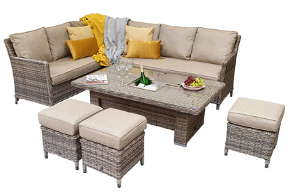 Signature Weave  - Edwina Rattan Corner Dining Set with Lift Table and Ice Bucket | Edwi0318