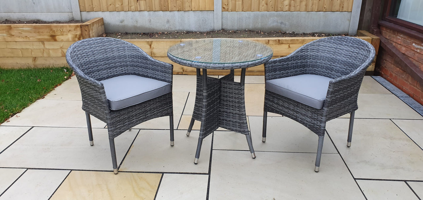 Rattan Bistro Set + 2 Stacking Chairs | Emily | Emil0192_Emil0208
