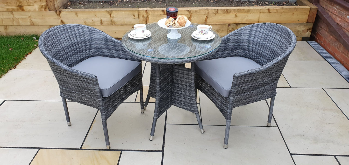 Rattan Bistro Set + 2 Stacking Chairs | Emily | Emil0192_Emil0208