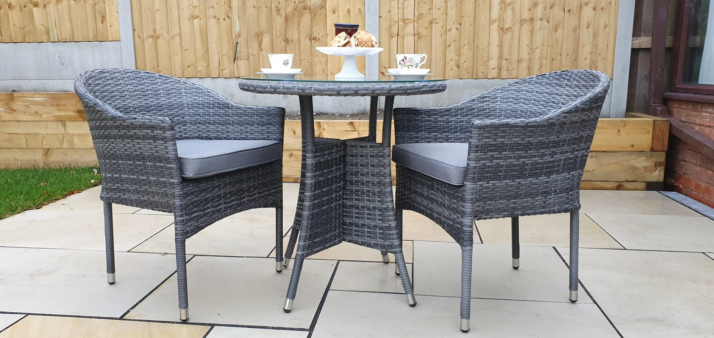 Rattan Bistro Set + 2 Stacking Chairs | Emily | Emil0192_Emil0208