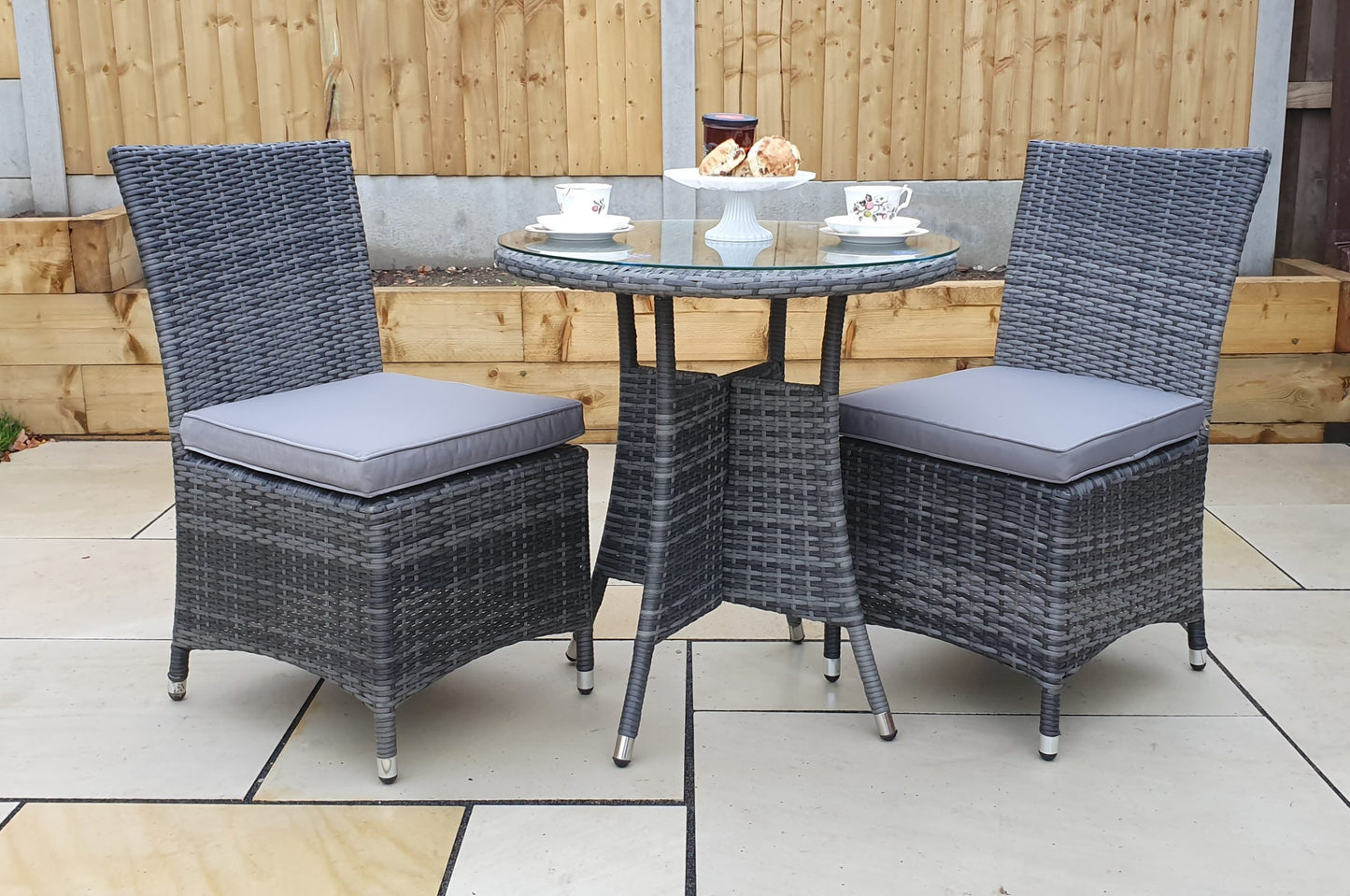 Rattan Bistro Set with 2 Armless Chairs | Emily | Emil0192_Emil0209