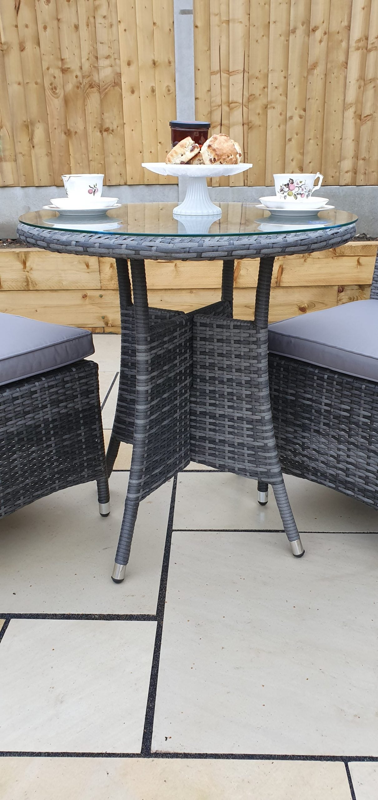 Rattan Bistro Set with 2 Armless Chairs | Emily | Emil0192_Emil0209