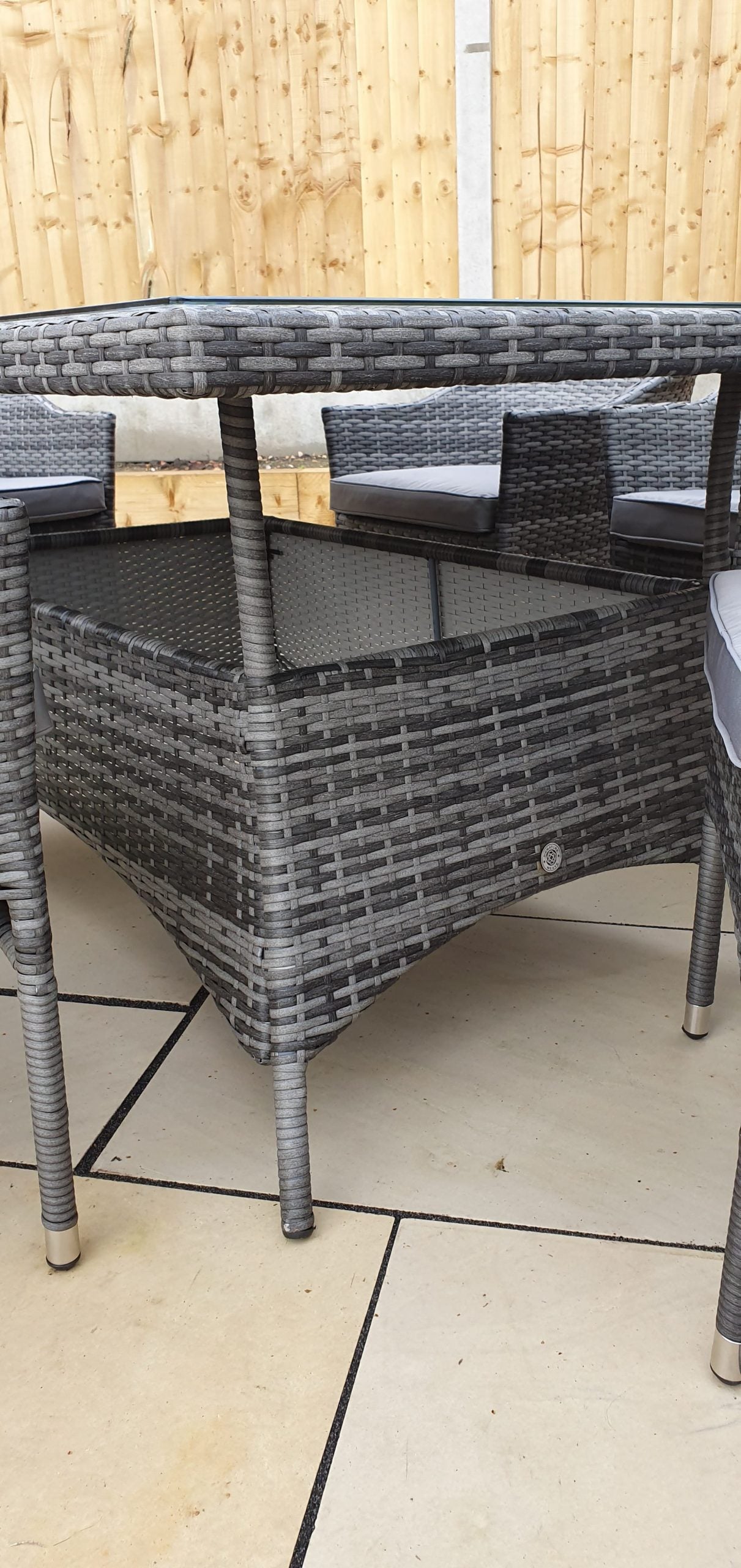 Rattan Rectangular Table + 6 Stacking Chairs set | Emil0212_Emil0208