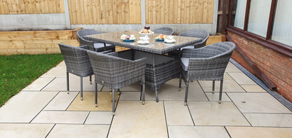 Rattan Rectangular Table + 6 Stacking Chairs set | Emil0212_Emil0208