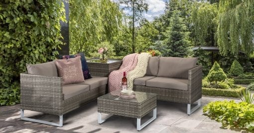 Rattan Lucy Grey Corner Sofa with Storage Box Table | Lucy0395