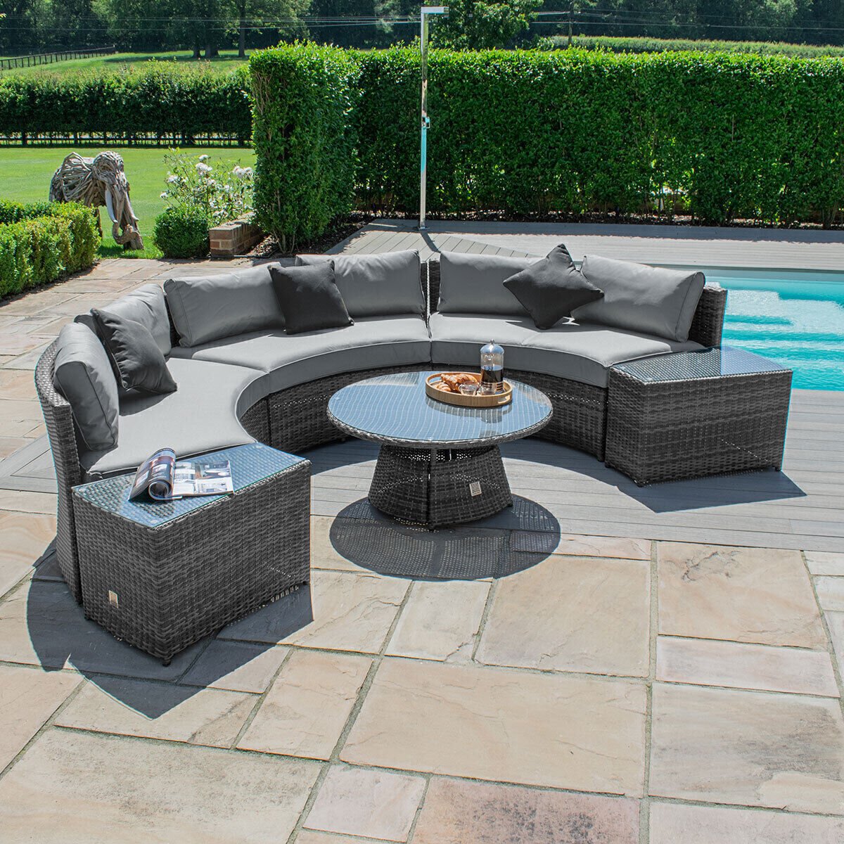 Homeflair - Half Moon Rattan Sofa Set