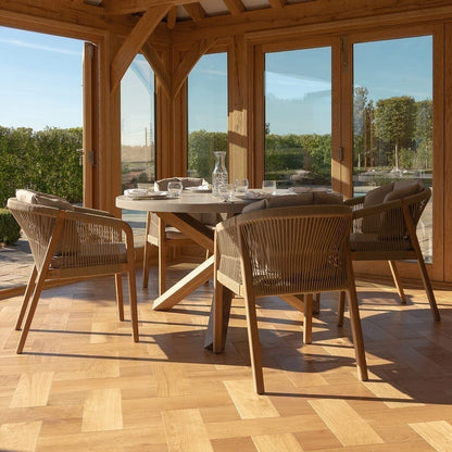 Homeflair - Martinique Rope Weave 4 Seat Round Dining Set