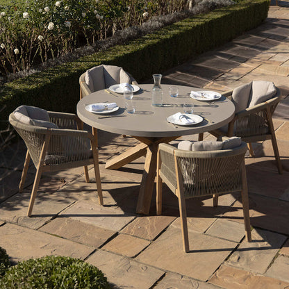 Homeflair - Martinique Rope Weave 4 Seat Round Dining Set