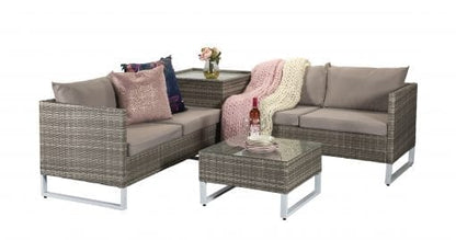 Rattan Lucy Grey Corner Sofa with Storage Box Table | Lucy0395