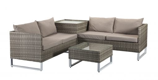Rattan Lucy Grey Corner Sofa with Storage Box Table | Lucy0395