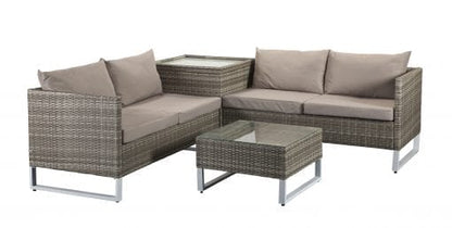 Rattan Lucy Grey Corner Sofa with Storage Box Table | Lucy0395