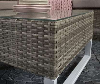 Rattan Lucy Grey Corner Sofa with Storage Box Table | Lucy0395