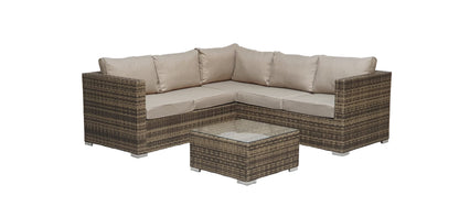 Rattan Brown Compact Corner Sofa Set with Coffee Table | Georgia | Geor0055