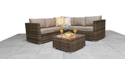 Rattan Brown Compact Corner Sofa Set with Coffee Table | Georgia | Geor0055