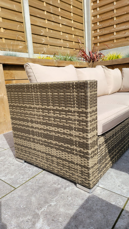 Rattan Georgia Compact Corner Sofa + 2 Stools Set in Brown | Geor0149