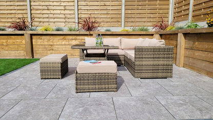 Rattan Georgia Compact Corner Sofa + 2 Stools Set in Brown | Geor0149