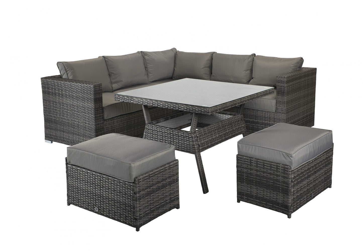 Georgia Rattan Corner Dining Set with Benches in Grey | Geor0150