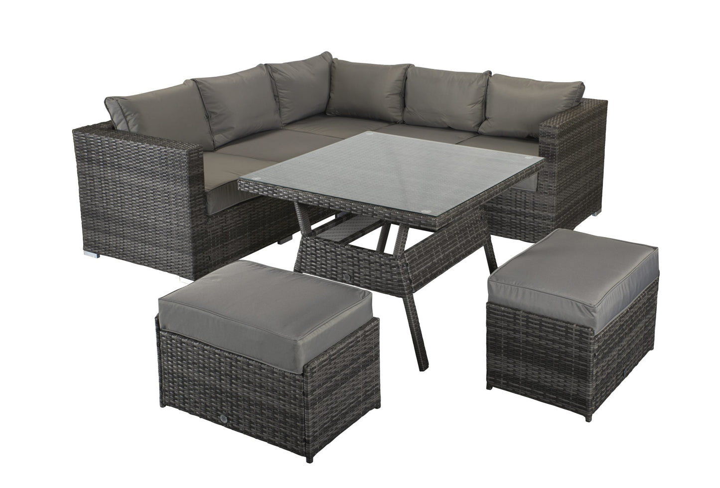 Georgia Rattan Corner Dining Set with Benches in Grey | Geor0150