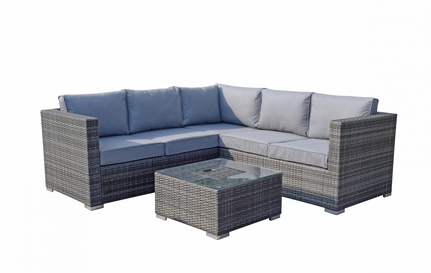 Rattan Corner Sofa with Ice Bucket and Coffee Table in Grey | Georgia | Geor0311