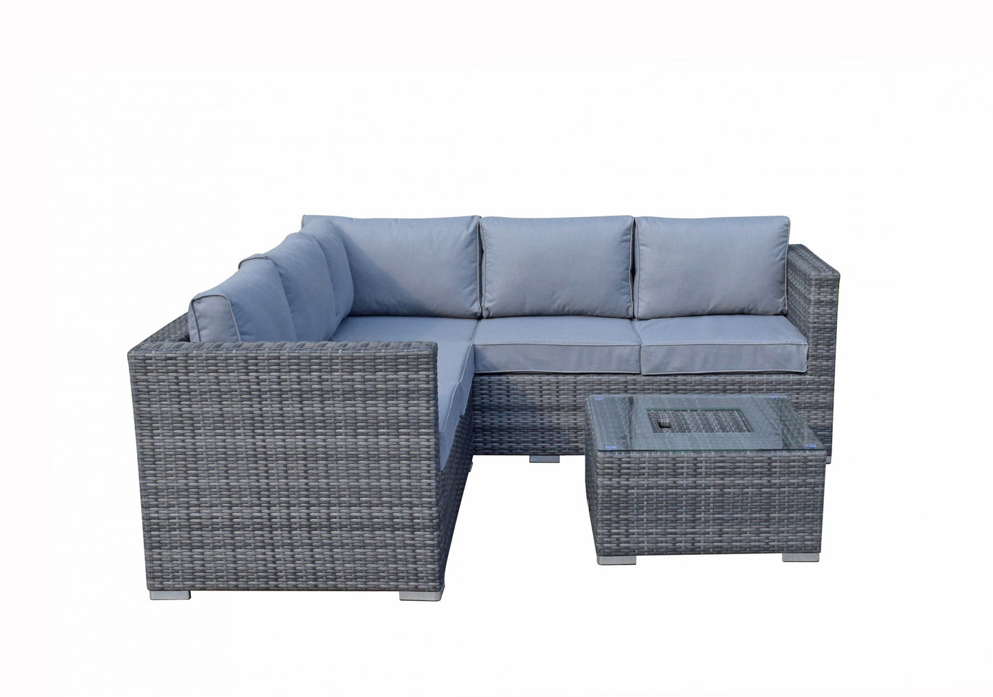 Rattan Corner Sofa with Ice Bucket and Coffee Table in Grey | Georgia | Geor0311