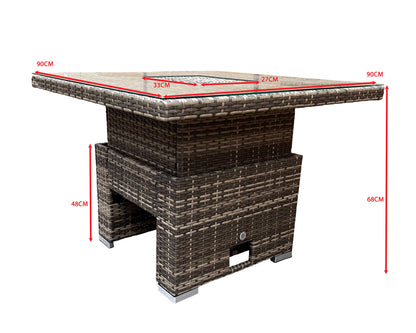 Signature Weave - GEORGIA Corner Hi/Low Dining Set Nature/Brown With Ice Bucket | GEOR0413