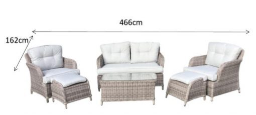 Rattan Harriet 2 Seater Sofa + 2 Ottoman Stools Dining Set | Harr0134