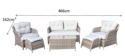 Rattan Harriet 2 Seater Sofa + 2 Ottoman Stools Dining Set | Harr0134