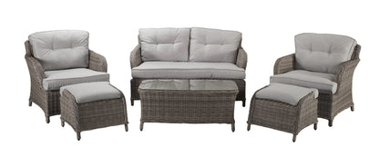 Rattan Harriet 2 Seater Sofa + 2 Ottoman Stools Dining Set | Harr0134