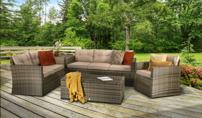 Rattan Holly 5 Piece Sofa Set in Brown with Steel Frame | Holl0285