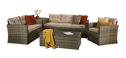 Rattan Holly 5 Piece Sofa Set in Brown with Steel Frame | Holl0285