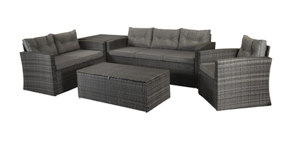 Rattan Holly 5 Piece Sofa Set with Steel Frame in Grey | Holl0286