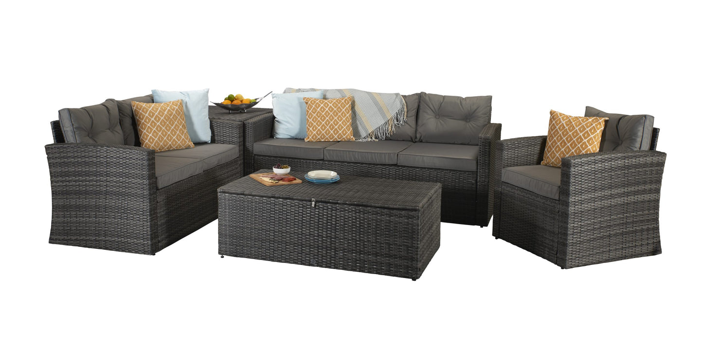 Rattan Holly 5 Piece Sofa Set with Steel Frame in Grey | Holl0286