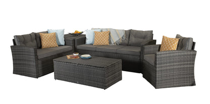 Rattan Holly 5 Piece Sofa Set with Steel Frame in Grey | Holl0286