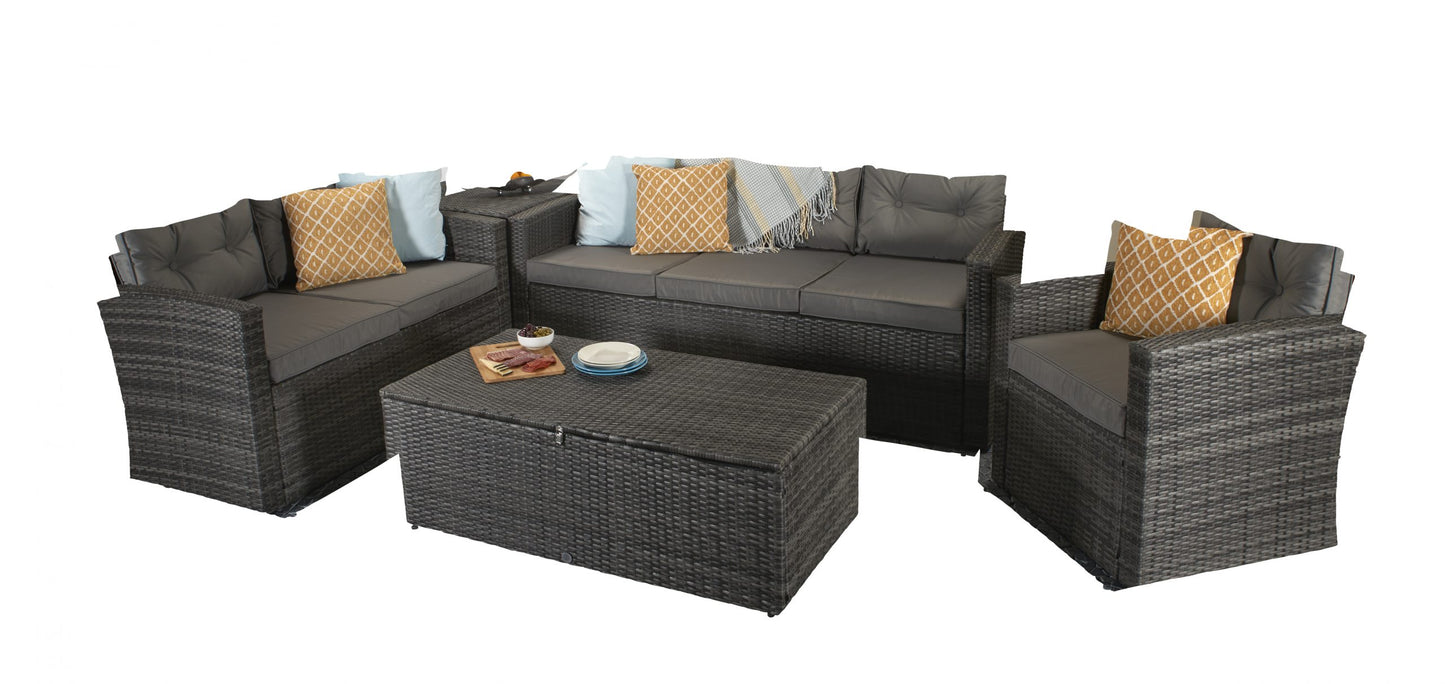 Rattan Holly 5 Piece Sofa Set with Steel Frame in Grey | Holl0286