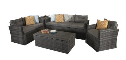 Rattan Holly 5 Piece Sofa Set with Steel Frame in Grey | Holl0286