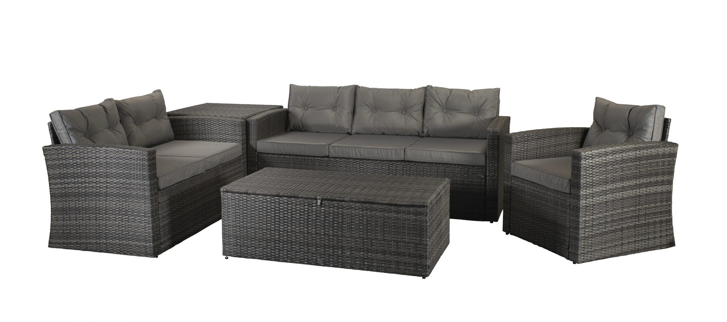 Rattan Holly 5 Piece Sofa Set with Steel Frame in Grey | Holl0286