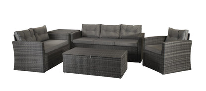 Rattan Holly 5 Piece Sofa Set with Steel Frame in Grey | Holl0286