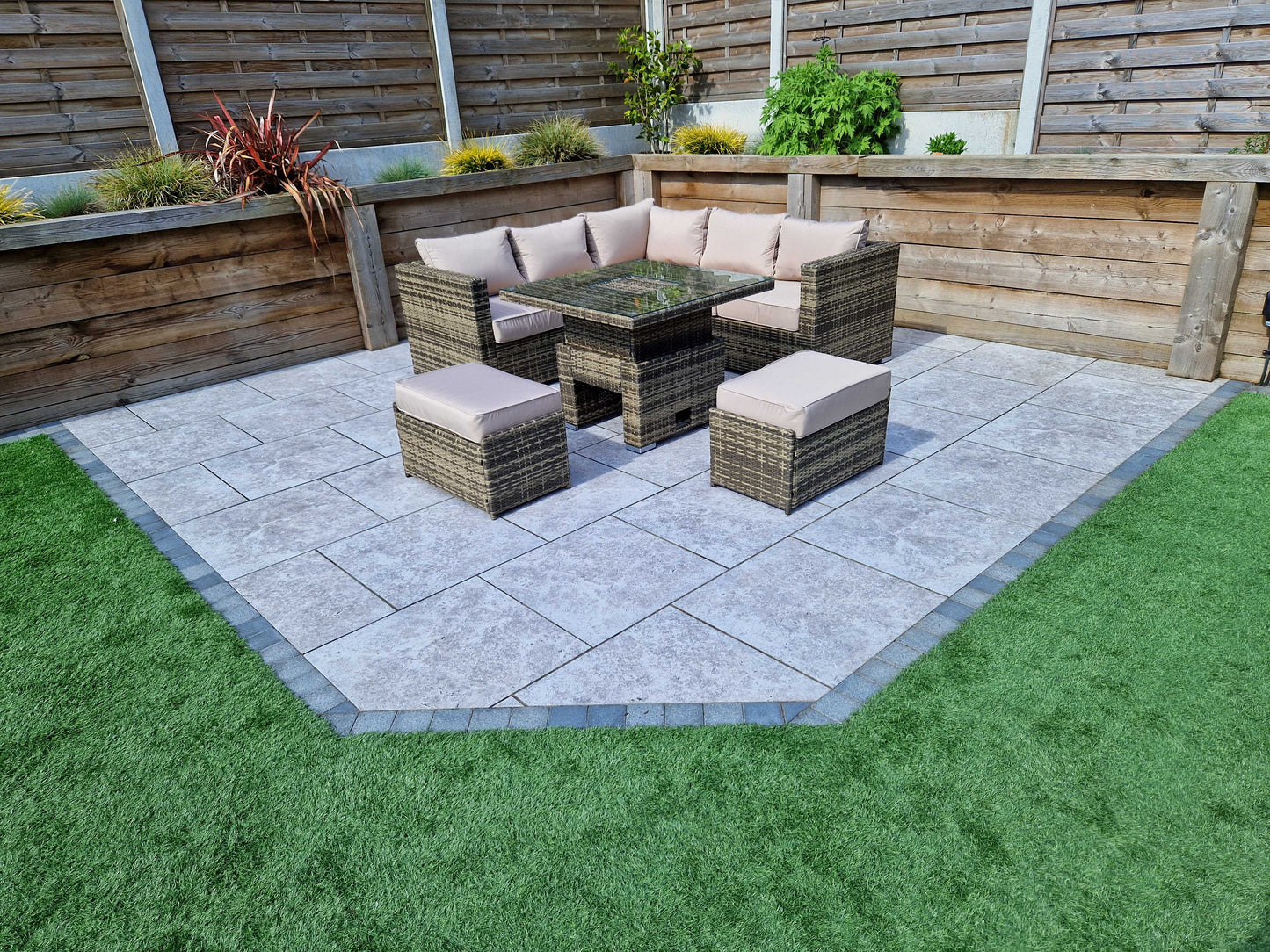 Signature Weave - GEORGIA Corner Hi/Low Dining Set Nature/Brown With Ice Bucket | GEOR0413