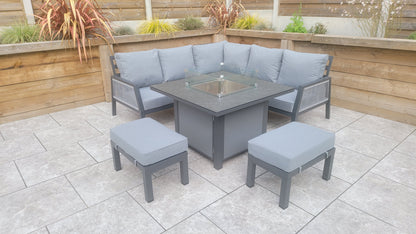Signature Weave - BETTINA corner dining gas firepit set| BETT0361_LISB0476