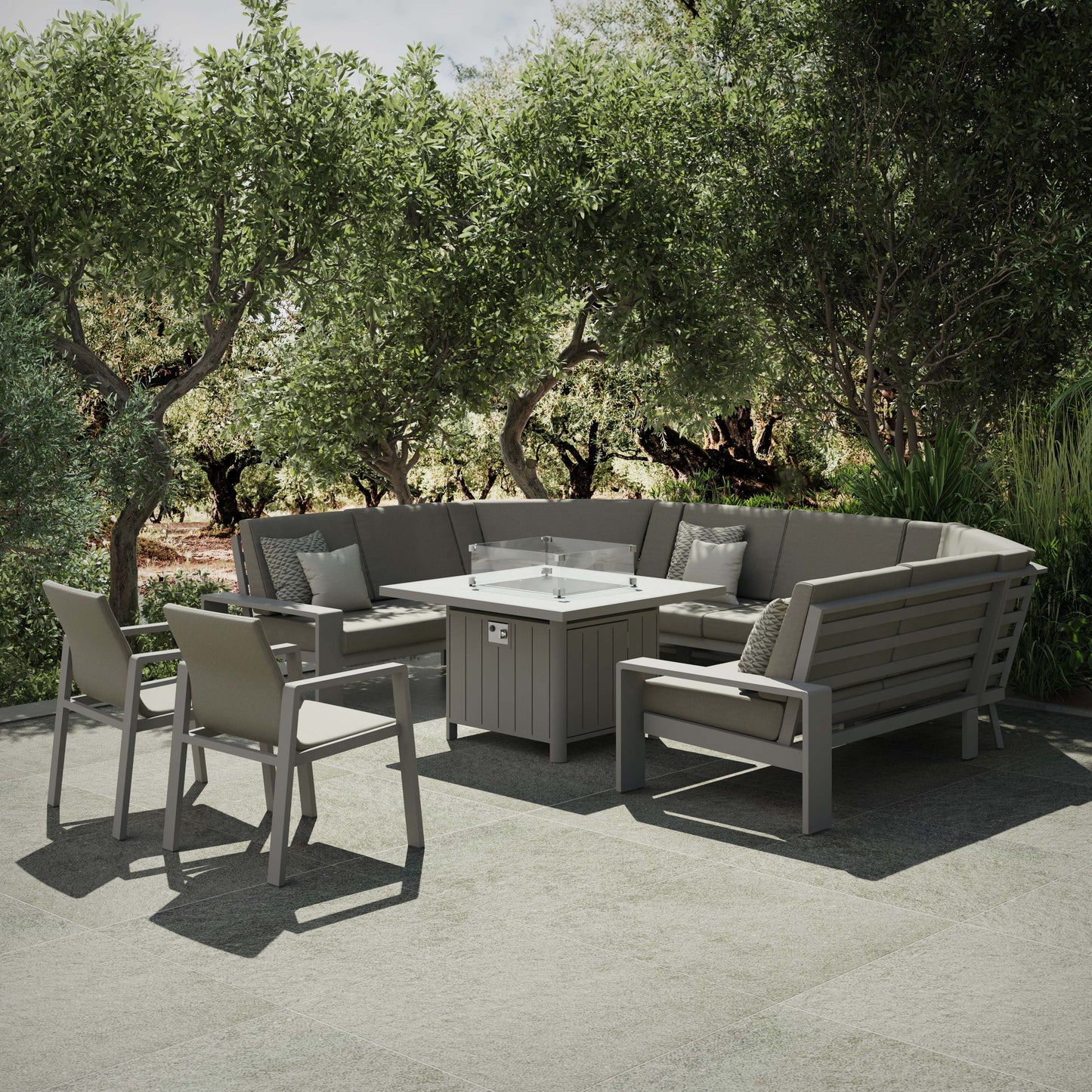 Signture Weave - Venus U shape with two dining chairs + gas firepit table | VENU0464