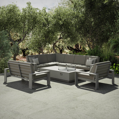 Signature Weave - Venus L shape corner with gas firepit and loveseat | VENU0462_0528_0526