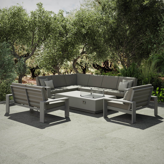 Signature Weave - Venus L shape corner with gas firepit and loveseat | VENU0462_0528_0526