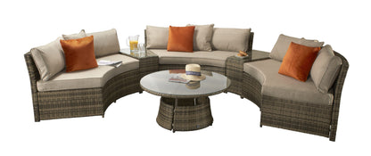 Rattan Juliet Half Moon Sofa Set in Brown | Juli0113