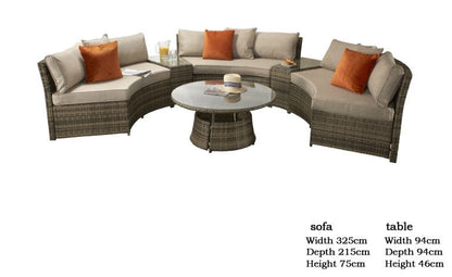 Rattan Juliet Half Moon Sofa Set in Brown | Juli0113
