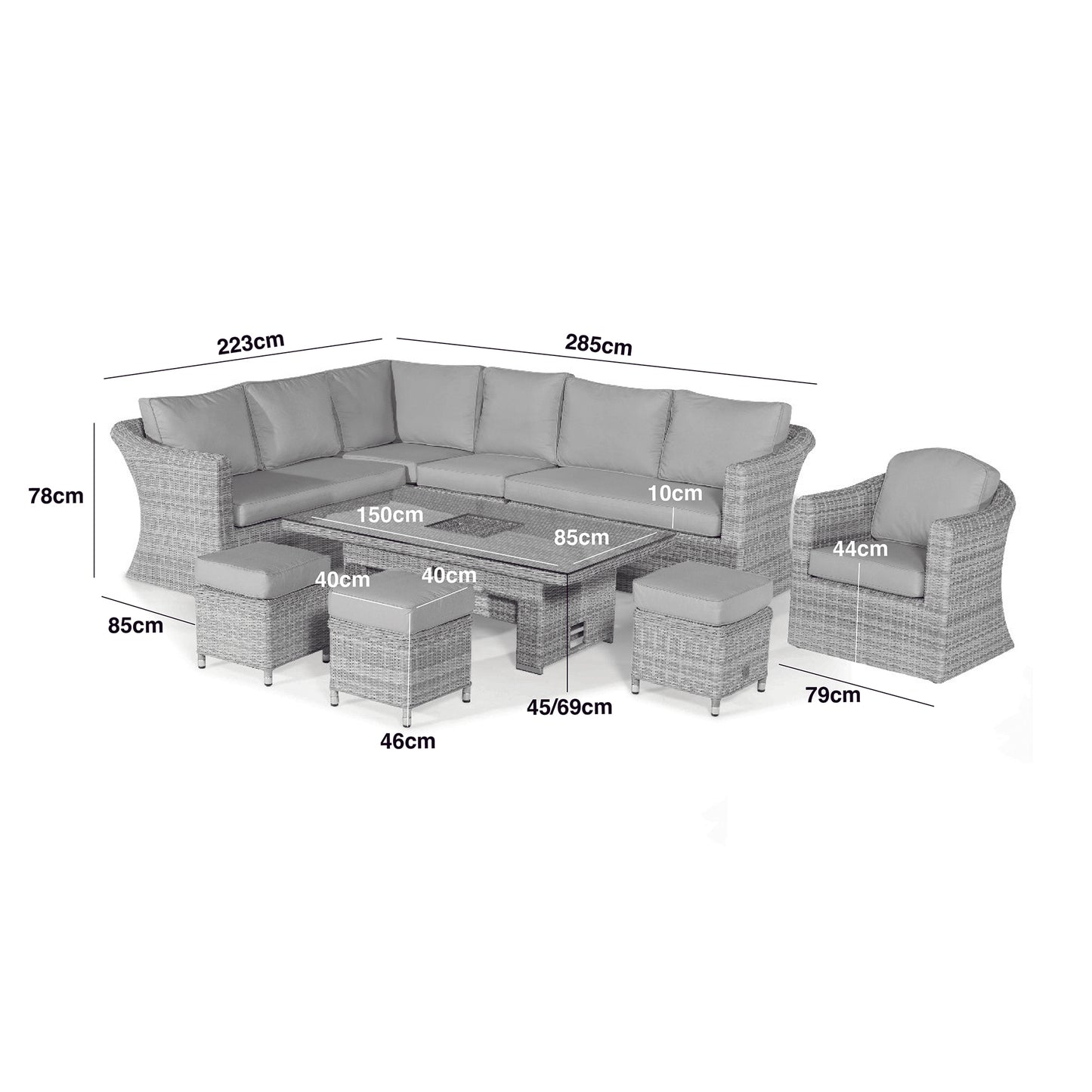 Homeflair – Oxford Royal Rattan U Corner Sofa Set w/ Rising Ice Bucket table
