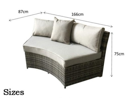 Rattan Juliet Half Moon Sofa Set in Brown | Juli0113